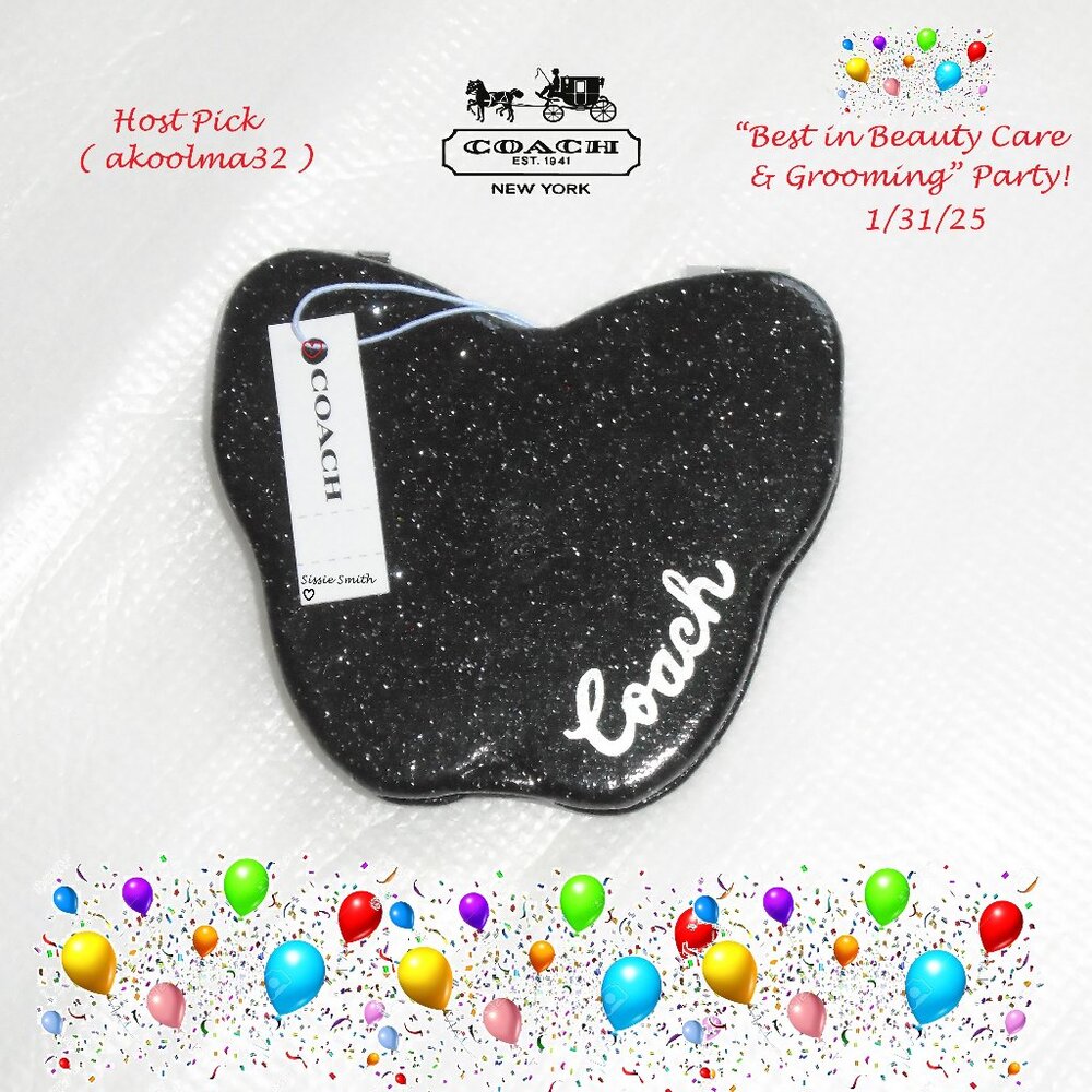 🦋Coach Black Glitter Butterfly Compact Mirror🦋